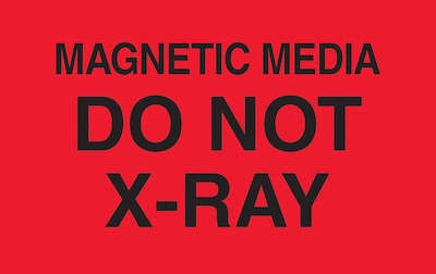 Staples®  Magnetic  Media  Do  Not  X-Ray  Labels,  Red/Black,  5  x  3,  500/Roll