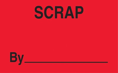 Staples® Scrap By ________ Labels, Red/Black, 5 x 3, 500/Roll (LABDL3361)