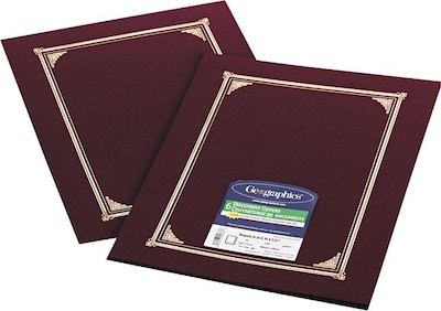 Geographics Linen Certificate Covers, 12-1/2 x 9-3/4, 6/Pack, Burgundy