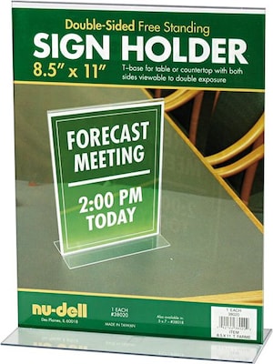 NuDell™ T-Shaped Sign Holder, Clear, 8-1/2 x 11