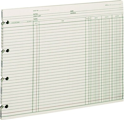Wilson Jones Ledger Paper, Balance Ledger, 9 1/4 x 11 7/8, Green, 100 Sheets (WLJGN2D)