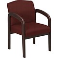 Office Star Custom Wood Guest Chair, Espresso Finish Wood with Wine Fabric