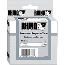 DYMO Rhino Industrial 18482 Permanent Polyester Label Maker Tape, 3/8 x 18, Black on White (18482)