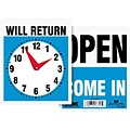 Headline® Reversible OPEN/WILL RETURN Business Sign with Clock, 7 1/2 x 9, 1 each