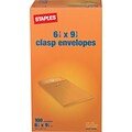 Staples Clasp Kraft Catalog Envelopes, 6-1/2 x 9-1/2, Brown, 100/Box (534990/19815)