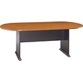 Bush Business Furniture Racetrack Conference Room Tables, Natural Cherry With Graphite Grey, Ready to Assemble