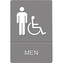 U.S. Stamp & Sign Headline ADA MEN Wheelchair Accessible Restroom Sign, 6 x 9, Gray/White (UST48