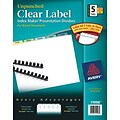 Avery Print & Apply Clear Label Unpunched Dividers, Index Maker Easy Apply Printable Label Strip, 5 Pastel Tabs, 25 Sets (11998)