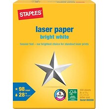 Staples® 8.5 x 11 Laser Paper, 28 lbs., 98 Brightness, 500/Ream (733333)