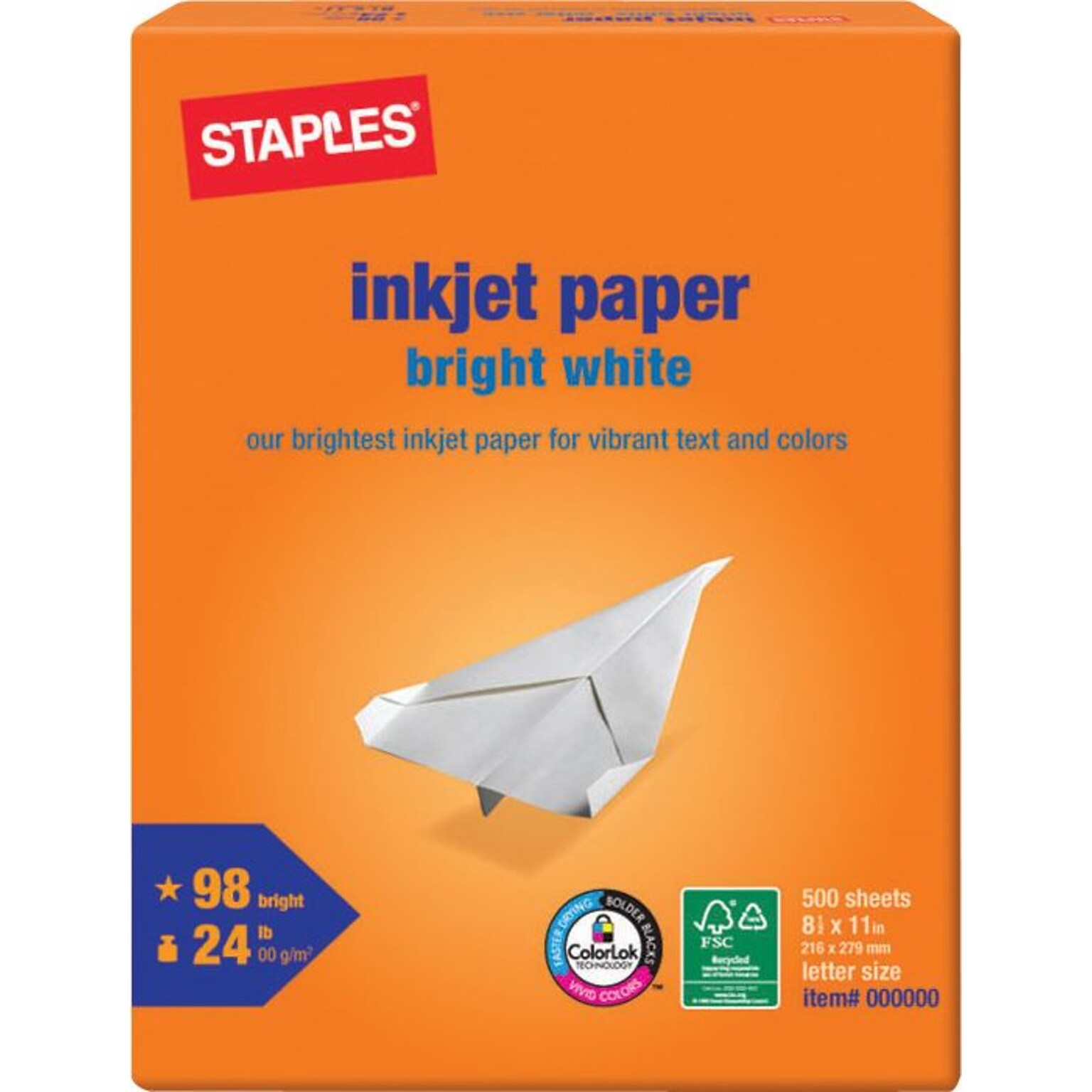 Inkjet Paper, 8 1/2 x 11, Bright White, Ream