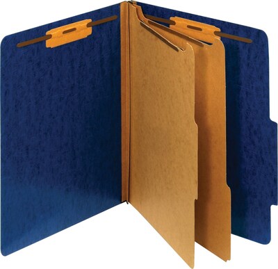 Staples® Moisture Resistant Classification Folders, 2-Dividers, 2.5 Expansion, Letter Size, Dark Bl