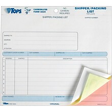 TOPS Snap-Off 3-Part Carbonless Packing Slips, 8-1/2 x 7, 50 Sets/Book (3834)