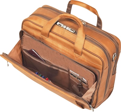Solo New York Full-Grain Leather Rolling Laptop Case, Tan, 15.6"W (D529-1)