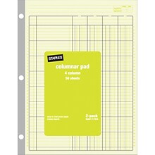 Staples Columnar Books, 100 Pages, Green, 2/Pack (217844ABF)