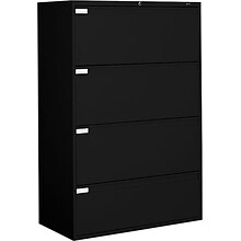 Global 9300P Series Business-Plus Lateral File Cabinet, Letter/Legal, 4-Drawer, Black, 18D, 36W