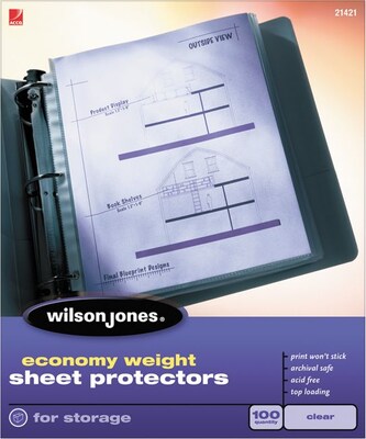Wilson Jones Top-Loading Sheet Protectors, Economy Weight, 8-1/2 x 11, Clear, 2 mil, 50/Box (WLJ21