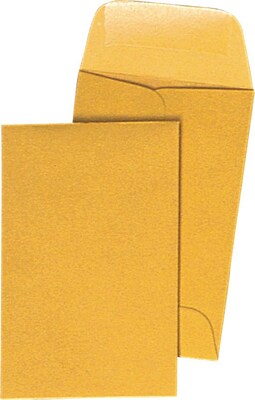 Brown Kraft Coin Envelopes with #7 Gummed 3-1/2 x 6-1/2, Closure, 500/Box