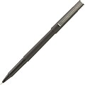 uni-ball Roller Ball Stick Dye-Based Pen, Micro Point, 0.5 mm, Black Ink / Black Barrel