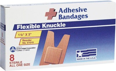 PhysiciansCare 1.5 x 3 Knuckle Bandages, 8/Box (ACM51010)