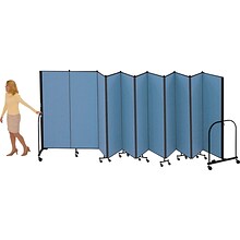 Screenflex® 7-Panel FREEstanding™ Portable Room Dividers, 8H x 131L, Blue