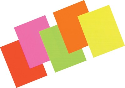Pacon Array Neon Bond Paper, Assorted Colors, 24 lb, 100/Pk