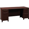 Bush Business Furniture Enterprise 72W Double Pedestal Desk, Mocha Cherry