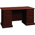 Bush Business Furniture Syndicate 60W Double Pedestal Desk, Harvest Cherry
