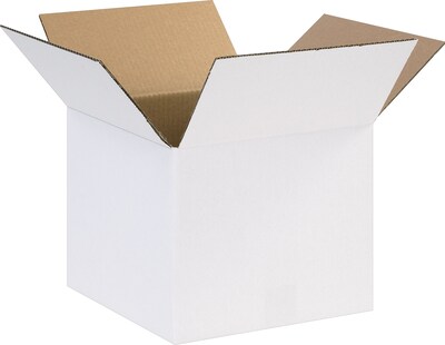 12 x 12 x 10 Shipping Boxes, 32 ECT, White, 25/Bundle (121210W)