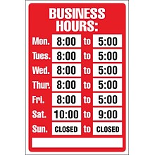 Cosco® Business Hours Sign Kit, 8x12 (098071)