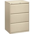 Hon® Brigade® 800 Series 3-Drawer Lateral File Cabinet, Putty, Letter/Legal (883LL)