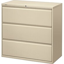 Hon® Brigade® 800 Series 3-Drawer Lateral File Cabinet, Putty, Legal (893LL)