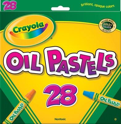 Crayola Oil Pastels, Hexagonal Shape, Assorted Colors, 28/Box (52-4628)