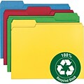 Smead 100% Recycled File Folder, Reinforced 1/3-Cut Tab, Letter Size, Assorted Colors, 100 per Box (12008)