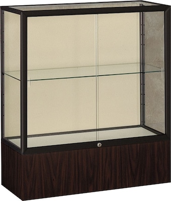 Ghent Reliant Series 1-Shelf Display Case, Bronze/Walnut Vinyl, 40H x 36W x 14D