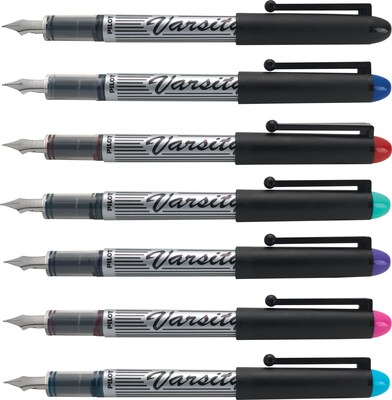 Pilot Varsity Fountain Pens, Medium Point, Assorted Ink, 7/Pack (90029)