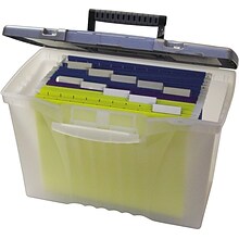 Storex Portable File Storage Box With Organizer Lid, Letter/Legal Size, Clear (STX61511U01C)