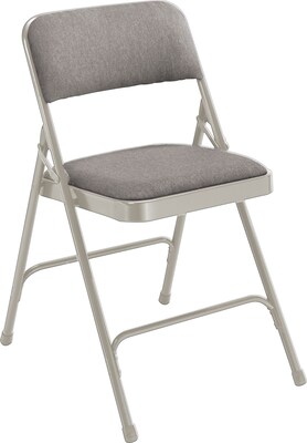 NPS 2200 Series Fabric Padded Premium Folding Chairs, Greystone/Grey, 4/Pack (2202/4)