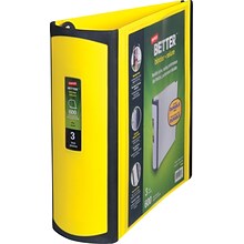 Staples® Better 3 3 Ring View Binder with D-Rings, Yellow (20245)