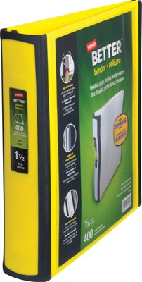 Staples® Better 1-1/2 3 Ring View Binder with D-Rings, Yellow (19060)