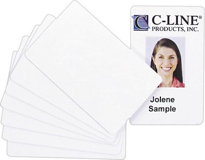 C-Line PVC Video Grade ID Badge Card, White, 3 3/8 x 2 1/8, 100/Pk