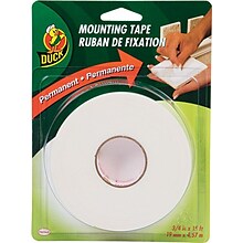Duck Permanent Foam Mounting Tape, White, 3/4 x 15