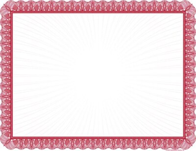 Masterpiece Studios Certificates, 8.5" x 11", Red and White, 100/Pack (961034S)