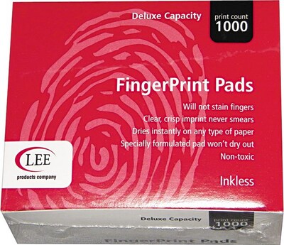Lee Inkless Fingerprint Pad, 2 1/4W x 1 3/4D, Black, 12/Pack (LEE03127)
