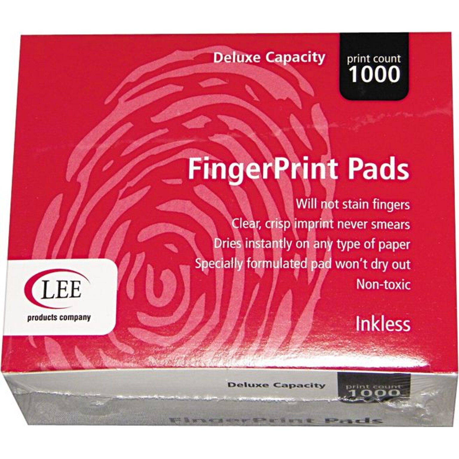Lee Inkless Fingerprint Pad, 2 1/4W x 1 3/4D, Black, 12/Pack (LEE03127)