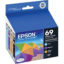 Epson T69 Black/Cyan/Magenta/Yellow Standard Yield Ink Cartridge, 4/Pack (T026120-BCS)