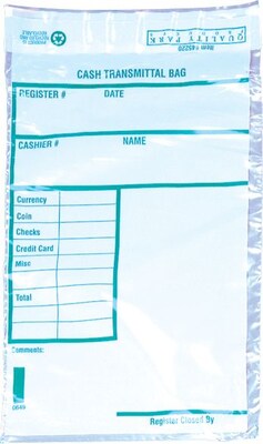 Quality Park® #55 Polyethylene Tamper-Evident Cash Transmittal Bag, Clear (45220)