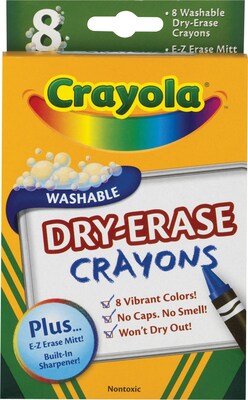 Crayola® Washable Dry-Erase Crayons, Assorted, 8/Pack