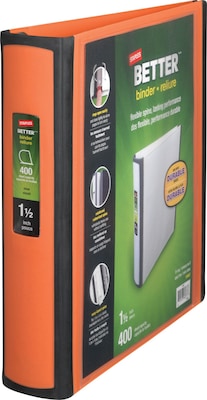 Staples® Better 1-1/2 3 Ring View Binder with D-Rings, Orange (13467)