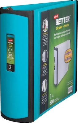 Staples® Better 3 3 Ring View Binder with D-Rings, Teal (15129-US)