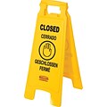 Rubbermaid 2-Sided Closed Sign, Yellow, 26 x 11